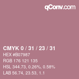 Color code: CMYK 0 / 31 / 23 / 31 | qconv.com