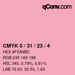 カラーコード: CMYK 0 / 31 / 23 / 4 | qconv.com