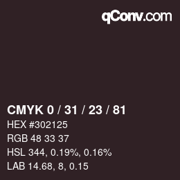 カラーコード: CMYK 0 / 31 / 23 / 81 | qconv.com