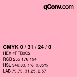 カラーコード: CMYK 0 / 31 / 24 / 0 | qconv.com