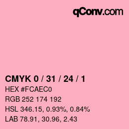 カラーコード: CMYK 0 / 31 / 24 / 1 | qconv.com