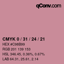 カラーコード: CMYK 0 / 31 / 24 / 21 | qconv.com