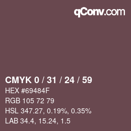 カラーコード: CMYK 0 / 31 / 24 / 59 | qconv.com