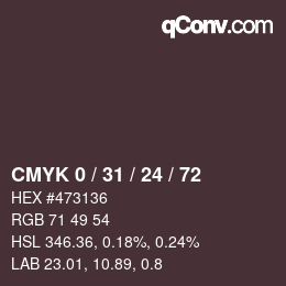 颜色代码: CMYK 0 / 31 / 24 / 72 | qconv.com