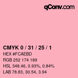 Color code: CMYK 0 / 31 / 25 / 1 | qconv.com