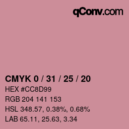 Color code: CMYK 0 / 31 / 25 / 20 | qconv.com