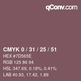 カラーコード: CMYK 0 / 31 / 25 / 51 | qconv.com