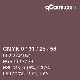 Color code: CMYK 0 / 31 / 25 / 56 | qconv.com