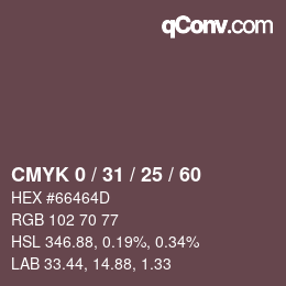 カラーコード: CMYK 0 / 31 / 25 / 60 | qconv.com