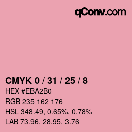 カラーコード: CMYK 0 / 31 / 25 / 8 | qconv.com