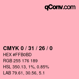 Farbcode: CMYK 0 / 31 / 26 / 0 | qconv.com