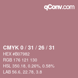 Color code: CMYK 0 / 31 / 26 / 31 | qconv.com