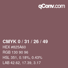 Color code: CMYK 0 / 31 / 26 / 49 | qconv.com