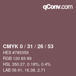 Color code: CMYK 0 / 31 / 26 / 53 | qconv.com