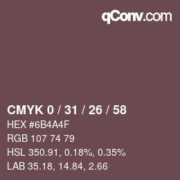Color code: CMYK 0 / 31 / 26 / 58 | qconv.com