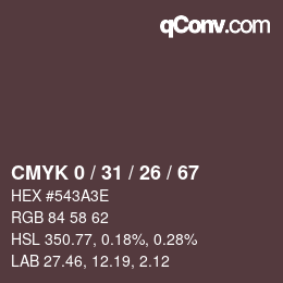 Color code: CMYK 0 / 31 / 26 / 67 | qconv.com
