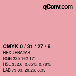 カラーコード: CMYK 0 / 31 / 27 / 8 | qconv.com