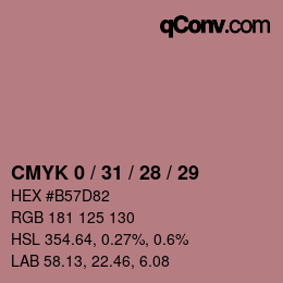 カラーコード: CMYK 0 / 31 / 28 / 29 | qconv.com