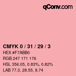 カラーコード: CMYK 0 / 31 / 29 / 3 | qconv.com