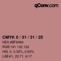 カラーコード: CMYK 0 / 31 / 31 / 25 | qconv.com
