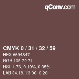 Color code: CMYK 0 / 31 / 32 / 59 | qconv.com