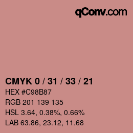 Farbcode: CMYK 0 / 31 / 33 / 21 | qconv.com