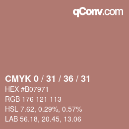 Farbcode: CMYK 0 / 31 / 36 / 31 | qconv.com