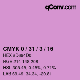 カラーコード: CMYK 0 / 31 / 3 / 16 | qconv.com