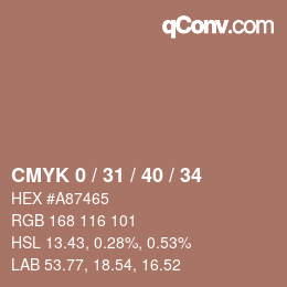 颜色代码: CMYK 0 / 31 / 40 / 34 | qconv.com