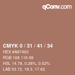 颜色代码: CMYK 0 / 31 / 41 / 34 | qconv.com