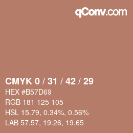 颜色代码: CMYK 0 / 31 / 42 / 29 | qconv.com