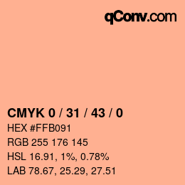 Color code: CMYK 0 / 31 / 43 / 0 | qconv.com