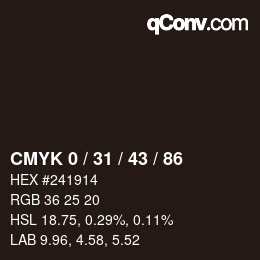 颜色代码: CMYK 0 / 31 / 43 / 86 | qconv.com