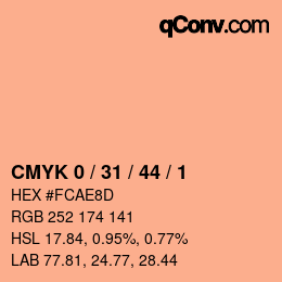 Color code: CMYK 0 / 31 / 44 / 1 | qconv.com