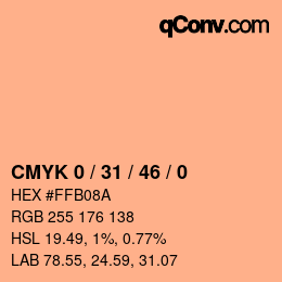 カラーコード: CMYK 0 / 31 / 46 / 0 | qconv.com