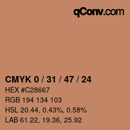 Color code: CMYK 0 / 31 / 47 / 24 | qconv.com