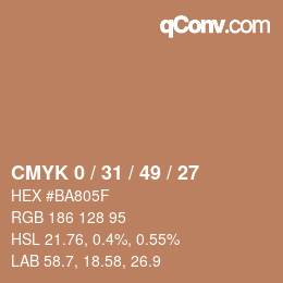 Farbcode: CMYK 0 / 31 / 49 / 27 | qconv.com