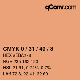 カラーコード: CMYK 0 / 31 / 49 / 8 | qconv.com