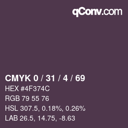 Color code: CMYK 0 / 31 / 4 / 69 | qconv.com