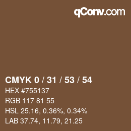 Color code: CMYK 0 / 31 / 53 / 54 | qconv.com