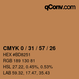 Color code: CMYK 0 / 31 / 57 / 26 | qconv.com