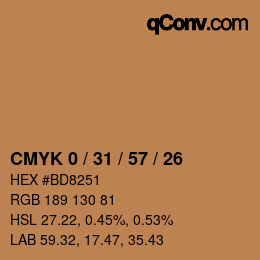 Color code: CMYK 0 / 31 / 57 / 26 | qconv.com