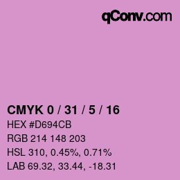 カラーコード: CMYK 0 / 31 / 5 / 16 | qconv.com