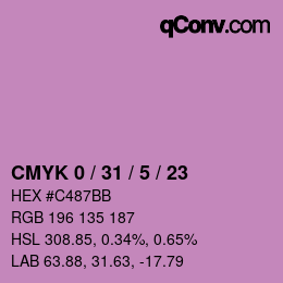 カラーコード: CMYK 0 / 31 / 5 / 23 | qconv.com
