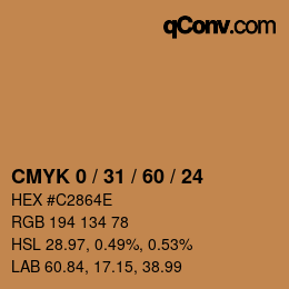 颜色代码: CMYK 0 / 31 / 60 / 24 | qconv.com