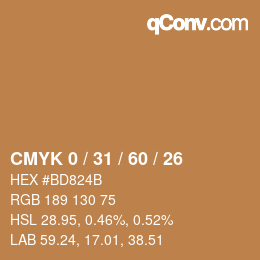 カラーコード: CMYK 0 / 31 / 60 / 26 | qconv.com