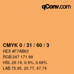 カラーコード: CMYK 0 / 31 / 60 / 3 | qconv.com