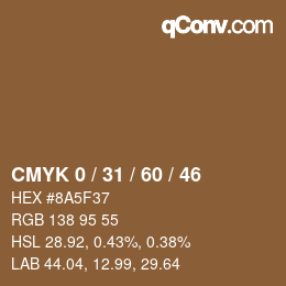 カラーコード: CMYK 0 / 31 / 60 / 46 | qconv.com