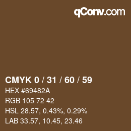 カラーコード: CMYK 0 / 31 / 60 / 59 | qconv.com