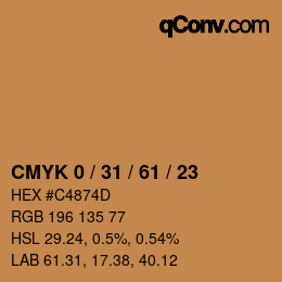 Color code: CMYK 0 / 31 / 61 / 23 | qconv.com